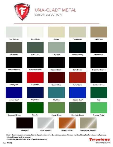 firestone una clad color chart